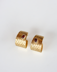 Reptilia vermeil earrings with natural gemstone cabochons, front view of the pair