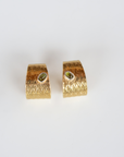 Reptilia vermeil earrings with peridot, front view of the pair.
