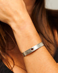 Reptilia Minima vermeil cuff with natural gemstone, second on-wrist styling view.