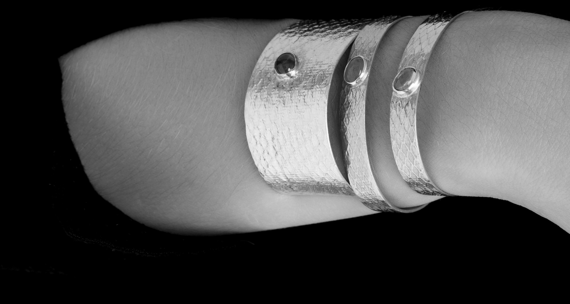 Sterling silver, natural gemstone setting in recycled 18kt yellow gold