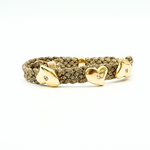 LES AMOURS metallic bracelet ♥ : Metallic ribbon with vermeil hearts.
