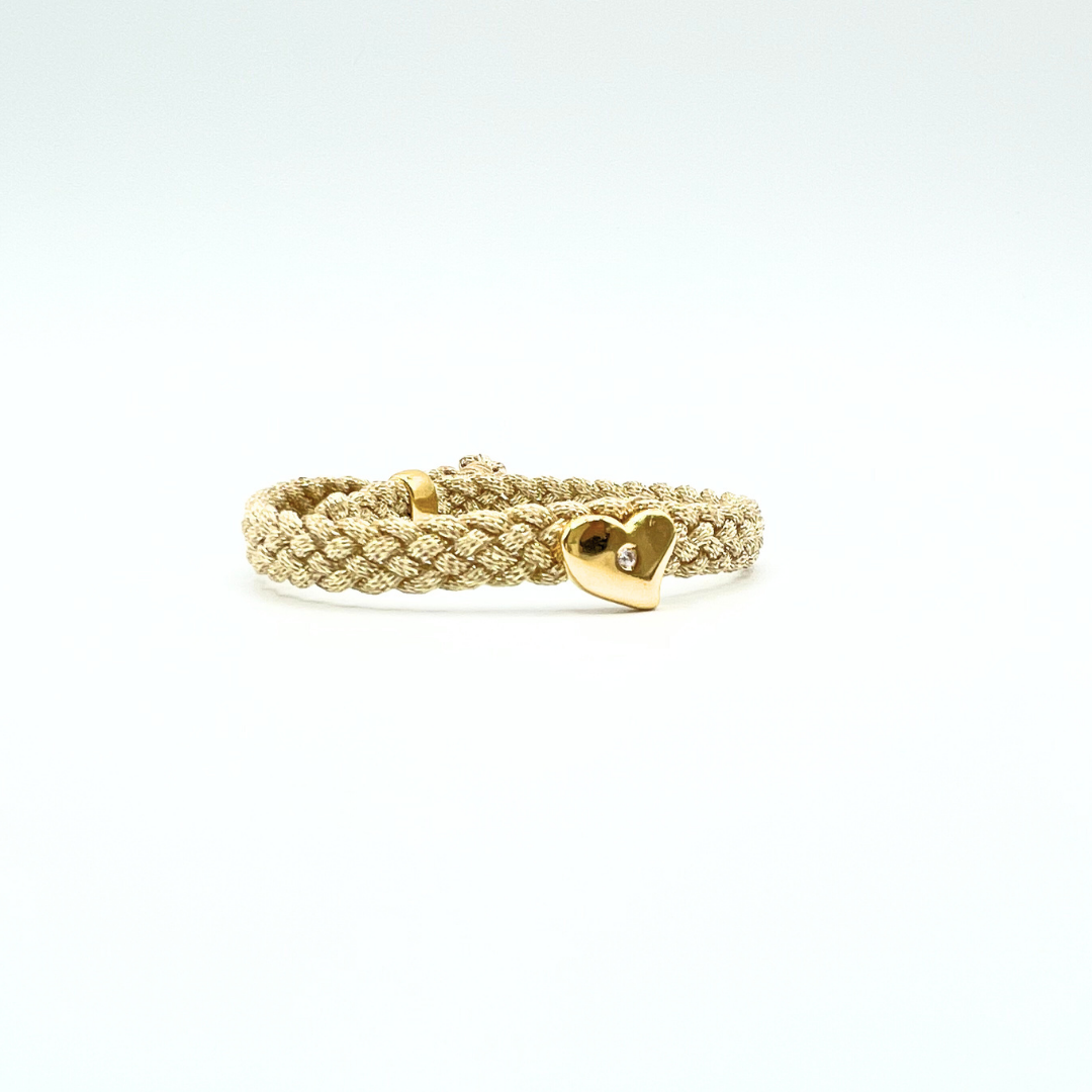 LES AMOURS metallic bracelet ♥ : Metallic ribbon with vermeil hearts.