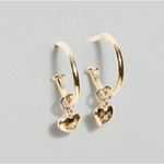 BE GRATEFUL BRIGHT HEART hoops: Yellow gold