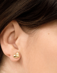 bright-heart earrings in vermeil and diamond, detail model, carlota guardia jewelry