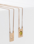 Grace scapular necklace by Carlota Guardia Jewelry from the Be Grateful collection, designed to support a daily gratitude ritual, crafted in recycled gold with natural gemstone.