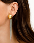 Nocturne modular sterling silver earring worn by model, showcasing its versatile contemporary design by Carlota Guardia