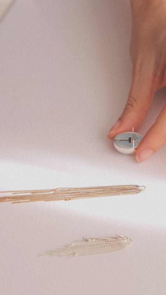 Nocturne modular sterling silver and vermeil earring showcasing its versatile contemporary design by Carlota Guardia