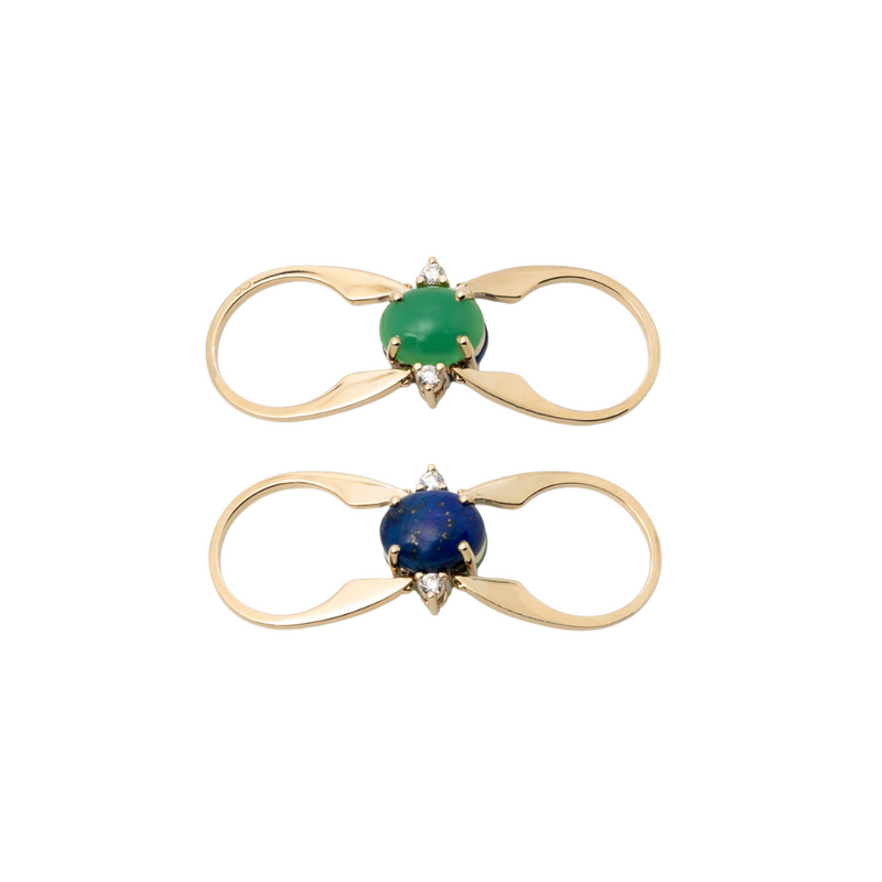 KINETIC Ring Blue and Green series:  Gold and diamonds.