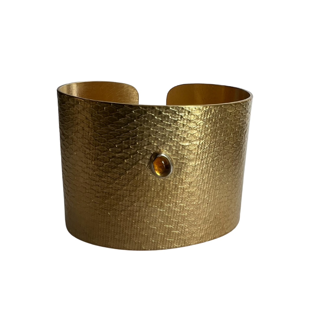 Bracelet manchette REPTILIA: Vermeil. Or jaune et argent 925