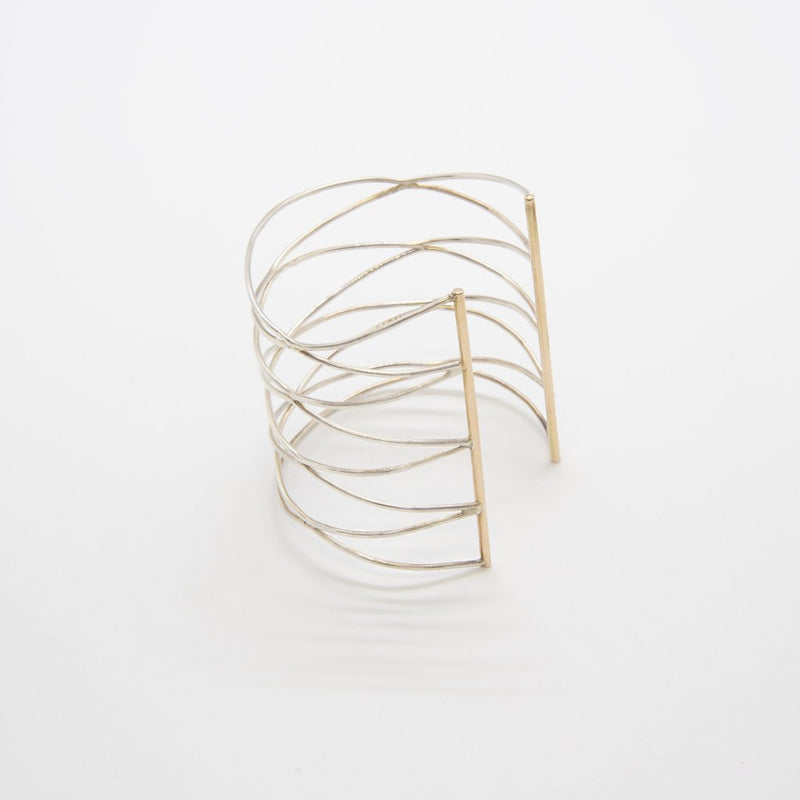 CONNECTION Cuff: Yellow gold and sterling silver