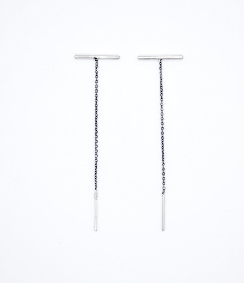 MIKADO Earrings: sterling silver and black rhodium plated sterling silver