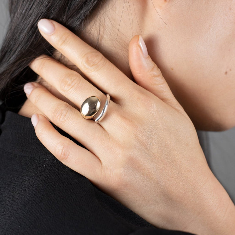 COCOON SNAKE Ring: sterling silver and gold