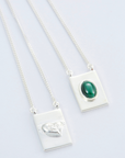 Grace scapular necklace by Carlota Guardia Jewelry from the Be Grateful collection, designed to support a daily gratitude ritual, crafted in recycled sterling silver with natural gemstone.